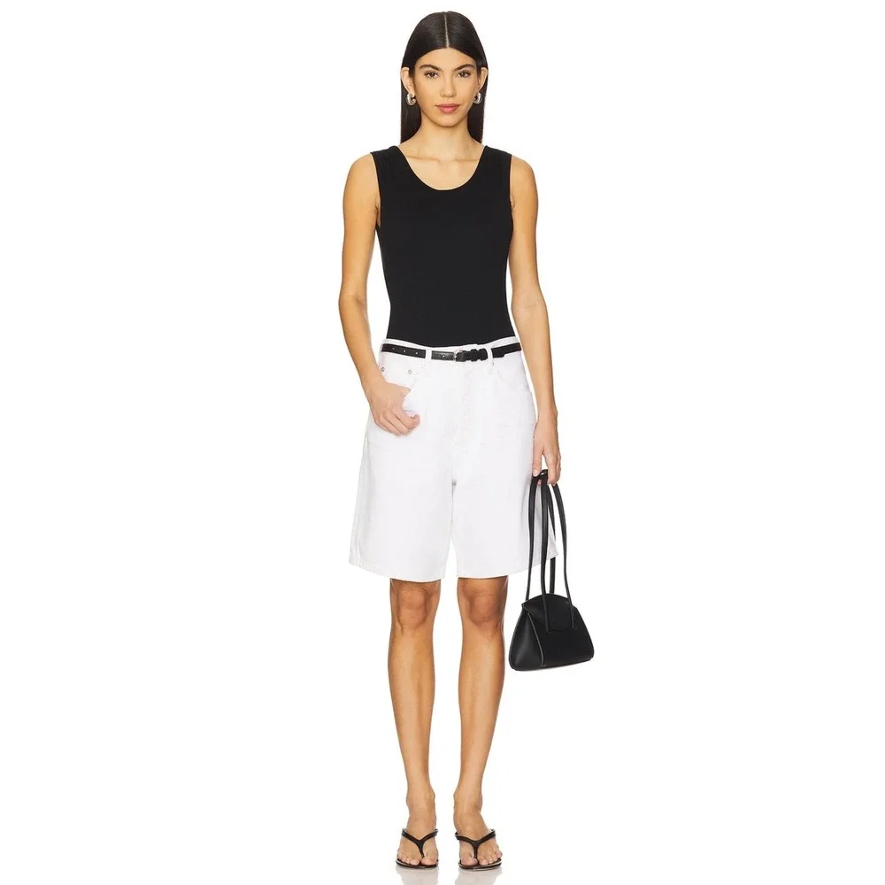 AGOLDE Indra Hip Slung Baggy Denim Shorts Fortune White Size 28 NEW - Picture 2 of 9